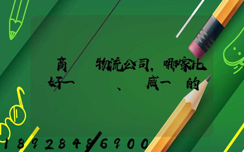 電商倉儲物流公司,哪家比較好一點、權威一點的